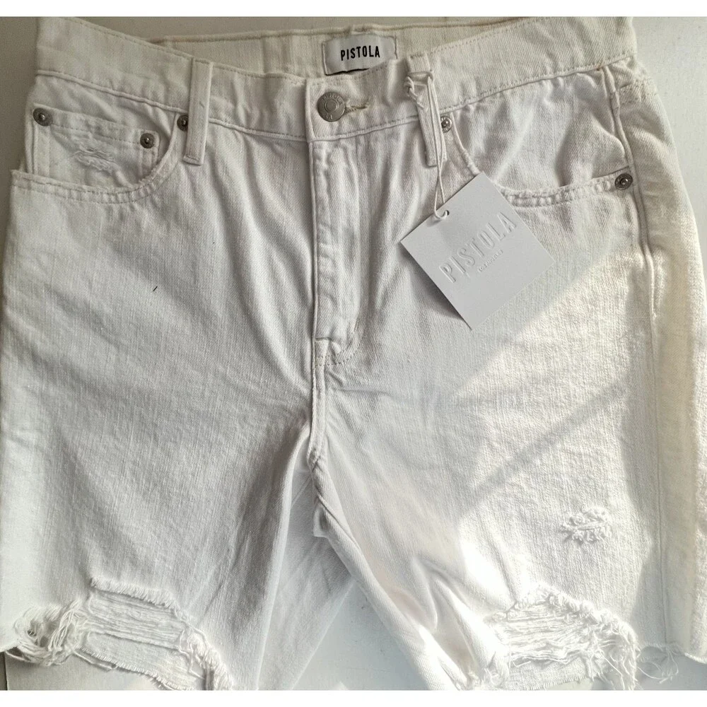 PISTOLA Kelly 90'S Skater jean shorts 26 Distressed White Cut off NWT